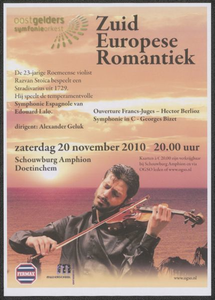 101 Oost-Gelders Symfonieorkest. Zuid-Europese Romantiek. De 23-jarige Roemeense violist Razvan Stoica bespeelt een ...