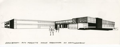 1095-40-0384 Maquette van een fabriekshal en kantoorgebouw van de Twentse Kabelfabriek in Haaksbergen, die mogelijk ...