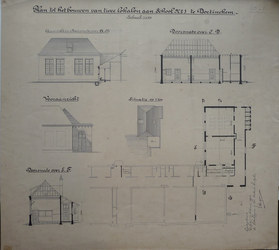 110 Diverse tekeningen mbt school 1) en 3) en de M.U.L.O., ca. 1910