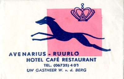 007 Hotel Café Restaurant 'Avenarius'. Uw gastheer W.v.d. Berg