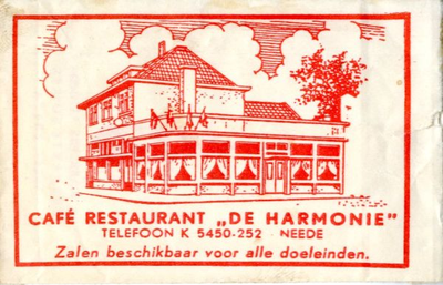 060 Café restaurant 'De Harmonie'. Zalen beschikbaar voor alle doeleinden