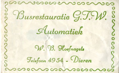 063 Busrestauratie G.T.W. Automatiek. W.B. Hoefnagels