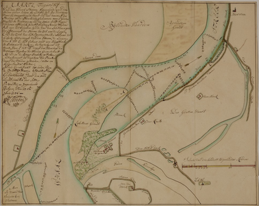 1721 Caart figuratif van den Whaalstroom beginnende aan den onder Neder-Rhijn bij Lobith tot bij Herwen..., 25 september 1756