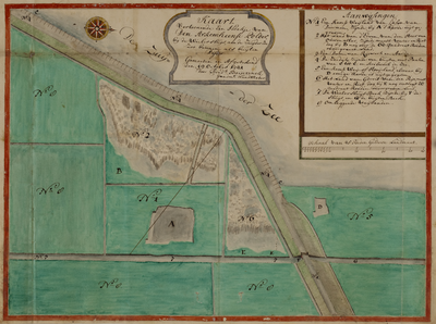 448 Kaart vertoonende een hoekje van den Arkemheense polder bij de Wieler Sluijs, aan de Zuijder Zee..., 19 oktober 1741