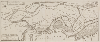 1206 Kaart van het Pannerdense Kanaal en Spyk met de veranderde loop der Boven en beneden Rijn en Waal omtrent ...