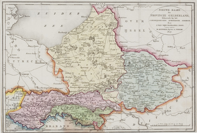 49 Nieuwe kaart der Provincie Gelderland : behoorende bij het Aardrijkskundig schoolboek derzelve, 1828