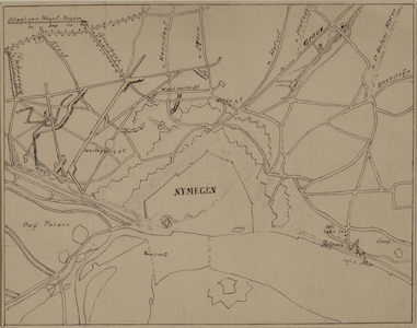 78 Kaart van de aanvalswerken op Nijmegen, tussen 1-8 november 1794