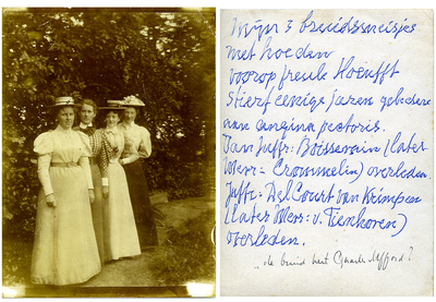 14-0026 Drie bruidsmeisjes met hoeden, ca. 1900