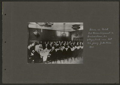 1804-0029 Diner in hotel het Heerenlogement ter gelegenheid van het 50-jarig jubileum van de Geldersche Tramweg ...