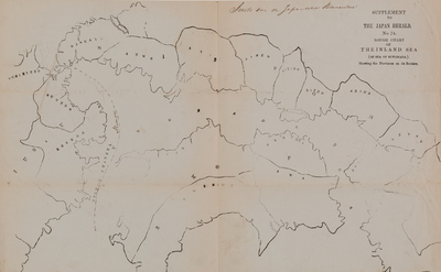 878-0003 Rough chart of teh Inland Sea (Of Sea of Suwonada) showing the provinces on its borders, 1863-1864
