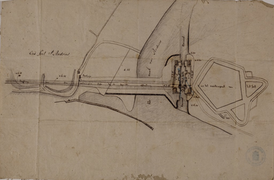 131 [Ontwerp van een dijk en schutsluis in het kanaal van St. Andries, [ca. 1855]