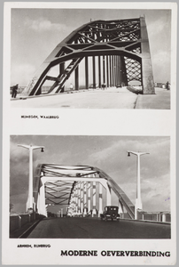 2218 Moderne oeververbinding Nijmegen Waalbrug Arnhem Rijnbrug, ca. 1950
