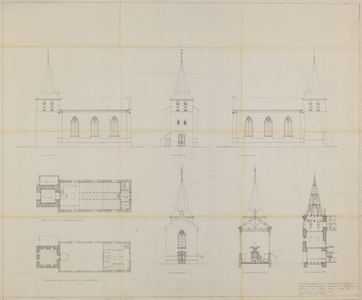 1444 Opmeting bestaande toestand Kerk en toren der Ned. Herv. Gemeente te Elden. Blad 1, [1850-1900]