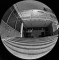 850-0003 Fish-eye. Exterieur Schoolgebouwen, 27-05-1977