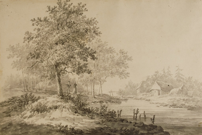 2728 Landschap met boerderij aan water, 1826-1844