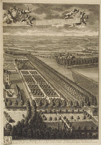 47 Gezicht van het adelijke huis te Middachten op de Veluwe in Gelderland , ca. 1729-1730