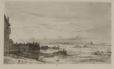 50 Watersnood., Redden van mensen en vee uit de Arnhemsche Waard : 5 maart 1855, 1855