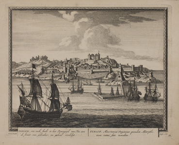 248 Tanger, een oude stadt in het Koningryk van Fez, aen de straet van Gibraltar, nu geheel verdelgt = Tingin ...., 1702