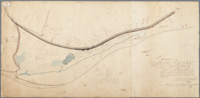 281-0002 Situatietekening van de in 1855 aangelegde inlaagdijk na de doorbraak in de Grebbedijk bij De Doven, 1855-12-20