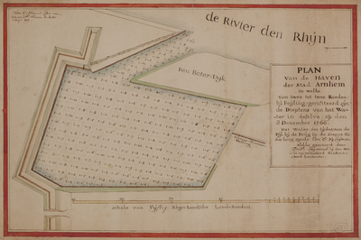 2504 Plan van de haven der stad Arnhem in welke van twee tot twee roeden/bij peijling/gevisiteerd zijn/de dieptens van ...
