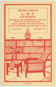 1393-0002 Advertentie Meubelfabriek L.O.V. Oosterbeek woninginrichtingen, 1913-1935