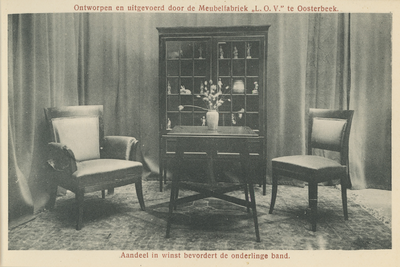 1393-0016 Kamer ontworpen en uitgevoerd door de meubelfabriek L.O.V. te Oosterbeek, 1913-1935