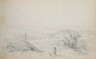 89.03-0068 Man met hond in landschap, 1850-1860