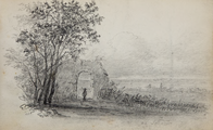 89.03-0071 Man bij ruine, 1850-1860