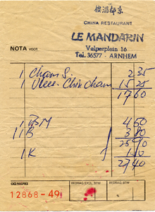 1 Chinees Restaurant Le Mandarin, Velperplein 16 Arnhem, ca. 1968