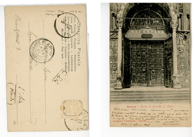 145-0004 Prentbriefkaart ingekomen bij Anthonie P. Wirix en Justine C. van Mansvelt, 1905-1929
