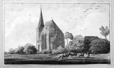 349-0001 Driel, tekening kerkgebouw , 1732