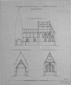 349-0015 Driel, dwarsdoorsnede kerkgebouw, 1915