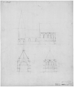 349-0020 Driel, zijaanzicht kerkgebouw, Juli 1915
