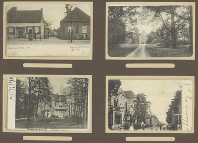 39-0003 Vier prentbriefkaarten van verschillende panden in Bronckhorst, Diepenveen en Dieren, 1900-1910