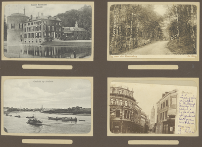 39-0013 Vier prentbriefkaarten van plekken in Rozendaal, Arnhem en De Steeg, 1900-1910