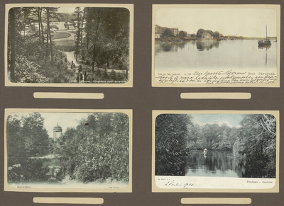 39-0015 Vier prentbriefkaarten met verschillende natuurlandschappen in Arnhem en Deventer, 1900-1910