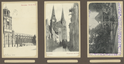39-0016 Drie prentbriefkaarten van verschillende locaties in Deventer, 1900-1910