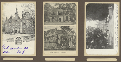 39-0024 Drie prentbriefkaarten met verschillende locaties, Laag-Keppel, Hengelo en Velp, 1900-1910