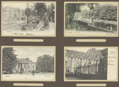 39-0035 Vier prentbriefkaarten van verschillende locaties in Utrecht, 1900-1910