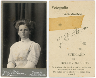 6 Carte de visite van een leerling aan de Rijkskweekschool, 1900-1910