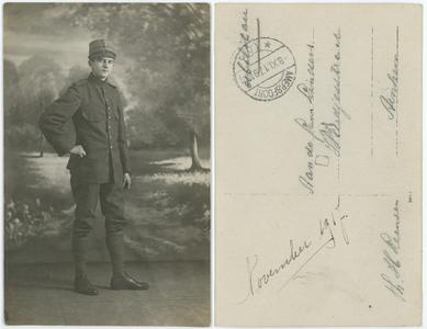 4 Portret, waarschijnlijk van gemobiliseerde militair Th. H. Leensen, 1917