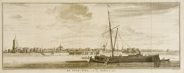 31 De stad Tiel, van de Waalkant te zien, 2 juni 1741