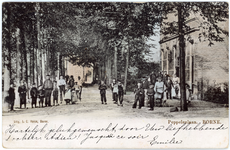 412 Oudtijds gekleurde prentbriefkaart van de Peppelenlaan (nu Grotestraat) te Borne, verzonden door Emilie aan haar ...