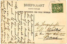 446 Prentbriefkaart van de Grotestraat te Borne, verzonden aan de jongejuffrouw Marietje Wolters, p/a den heer ...