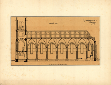 193 Kerk v.d. H. Willibrordus te Kleinemeer Ao. 1871 : Doorsnede / C.H. Peters