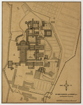 1450 De abdij van Clairvaux bij Langres : gest. door Bernardus in 't jaar 1115 : Plattegrond. Linksonder in potlood in ...