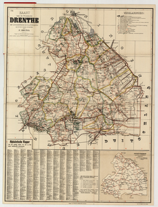 1484 Kaart van de provincie Drenthe met afstandswijzer en plaatsregister : Linksboven in cartouche nr. 771. Onderaan ...