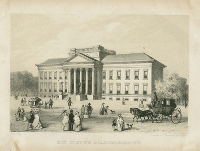 3697 Het nieuwe Academiegebouw : Academiegebouw 1850-1906 / C.C.A. Last ; steendr. v. P. Blommers te 's Hage, 1850-1860