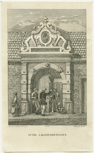 3754 Oude Akademiepoort : De poort van het Academiegebouw 1614-1850 / W. de Boois lith ; steend. v. A. Oomkens Jr., 1848