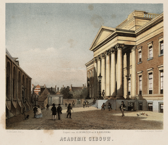 3867 Academie gebouw : Het academiegebouw aan de Broerstraat gezien naar het westen met links een deel van de ...